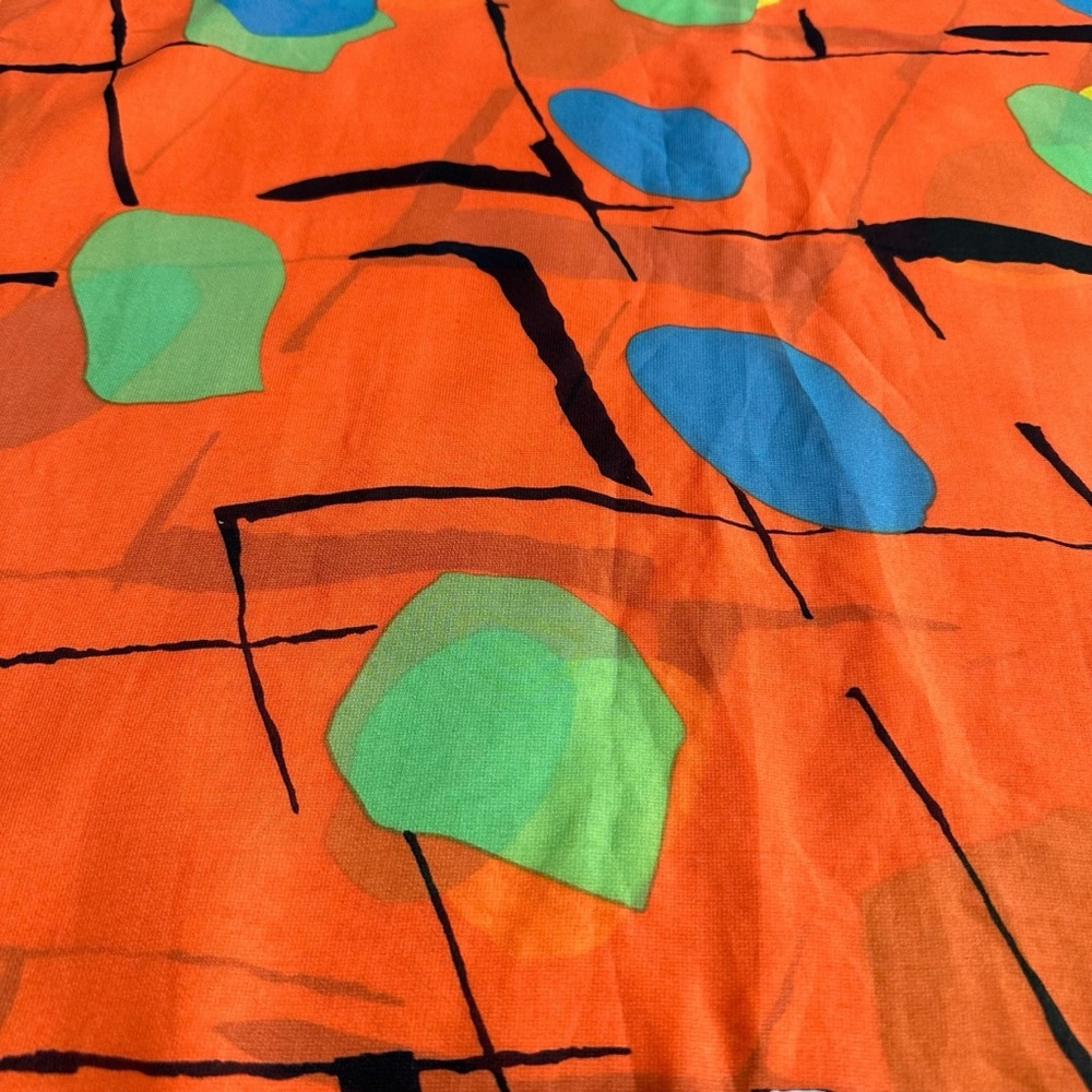 Vintage Orange Rectangular Scarf Orange Blue Abst… - image 8
